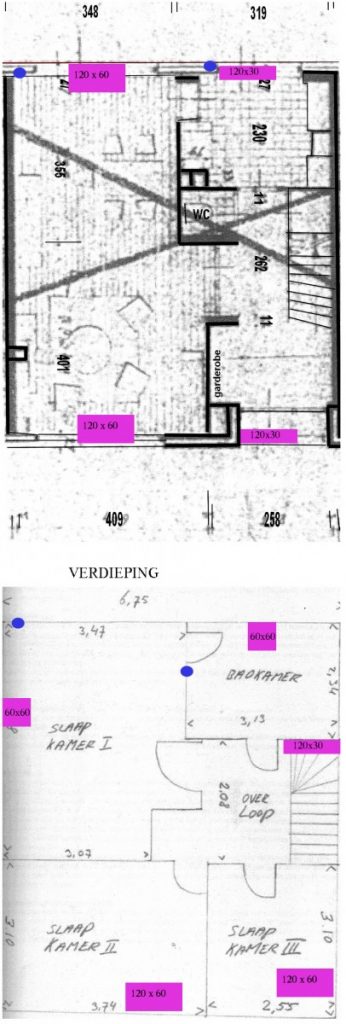 plattegrondBG en etage tbv ingrarood panelen